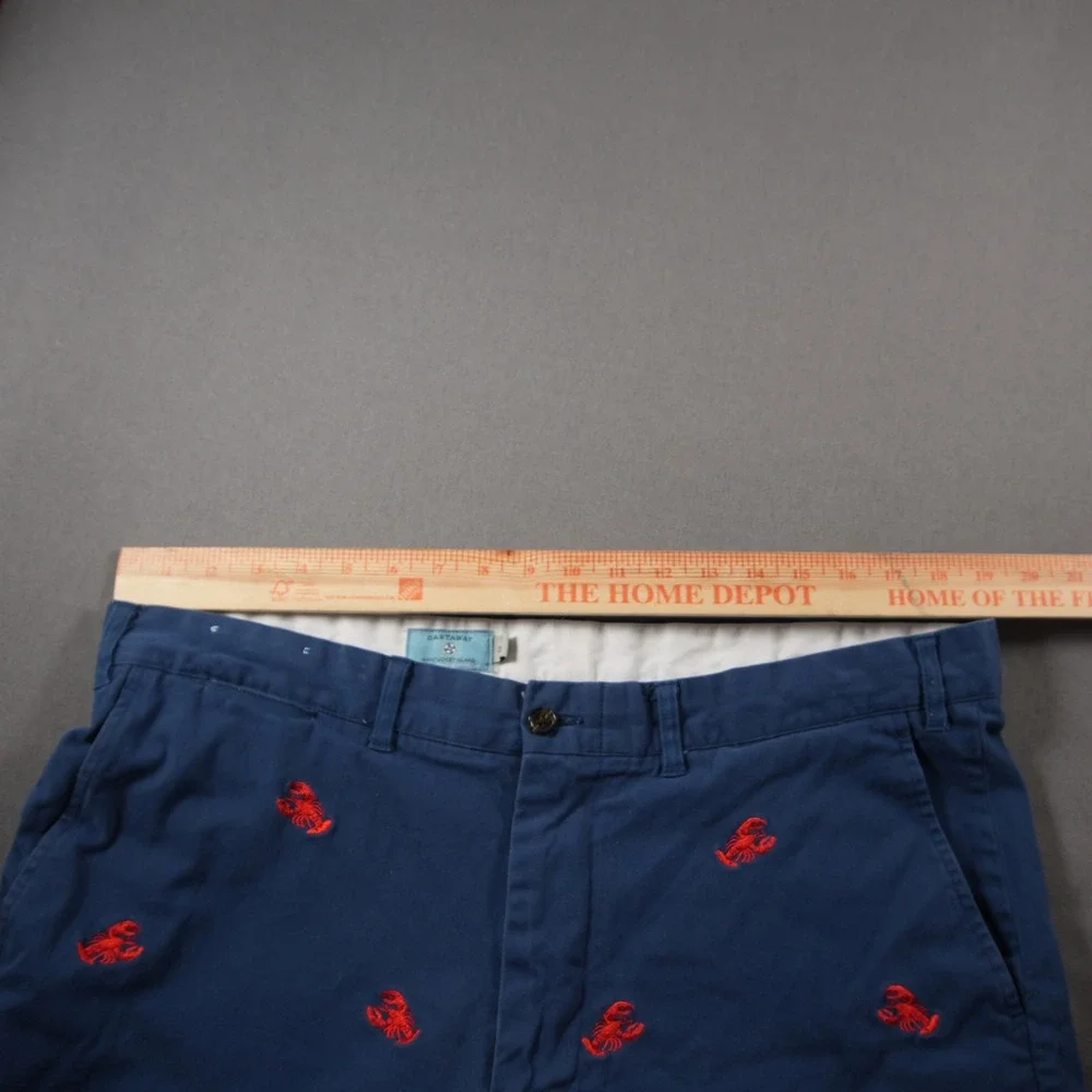 Castaway Nantucket Island Embroidered Lobster Men Coastal Prep Chino Shorts 38